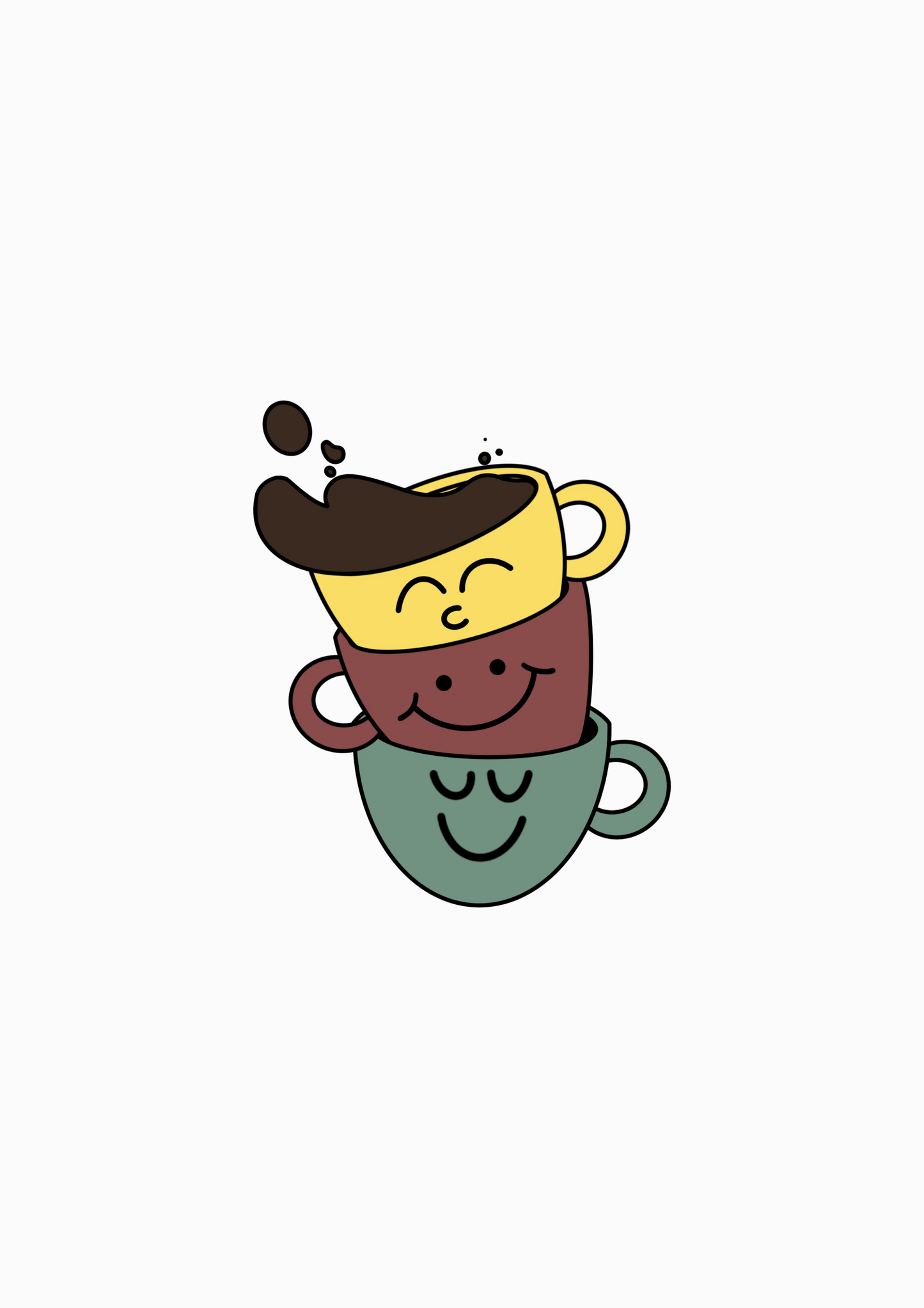 Illustration of a smiling stacked coffee cups