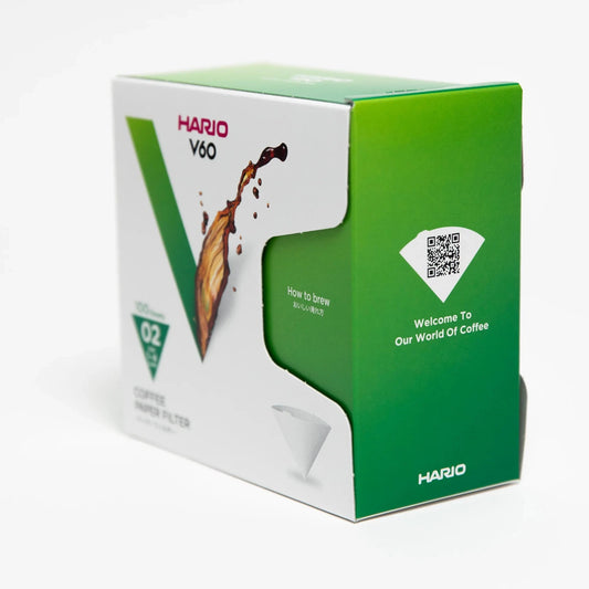 Hario V60 coffee packaging on a white background